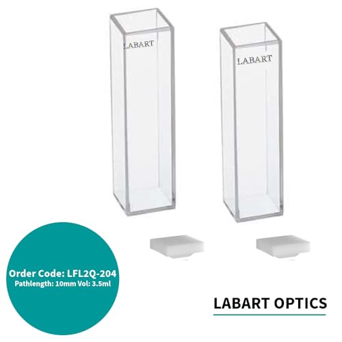 Image of LABART Quartz Cuvette (Pathlength: 10mm, Volume: 3.5ml with PTFE Cover, Flurometer) Set of 2 Pcs with Transmission Certificate
