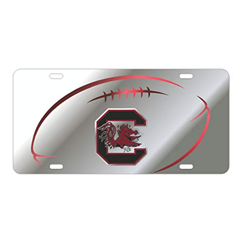 SOUTH CAROLINA GAMECOCKS Laser Cut Inlaid Mirrored Silver Football Plate w/Logo