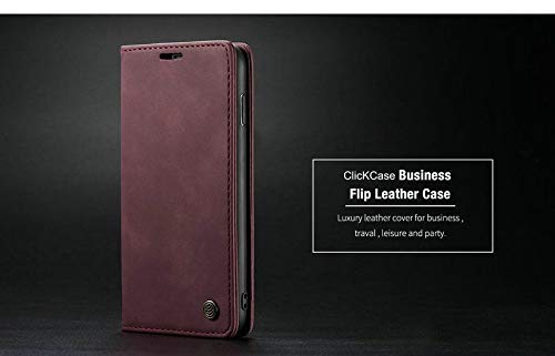 Image of ClickCase for Realme Narzo 20 pro Sheepskin Series Faux Soft Leather Wallet Flip Case Kick Stand with Magnetic Closure Lightweight Slim Flip Cover for Realme Narzo 20 pro (Mauve Red)