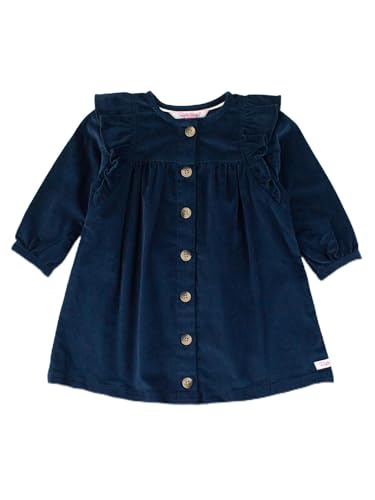 RuffleButts Dark Navy Stretch Corduroy Ruffle Detail Dress - 4T