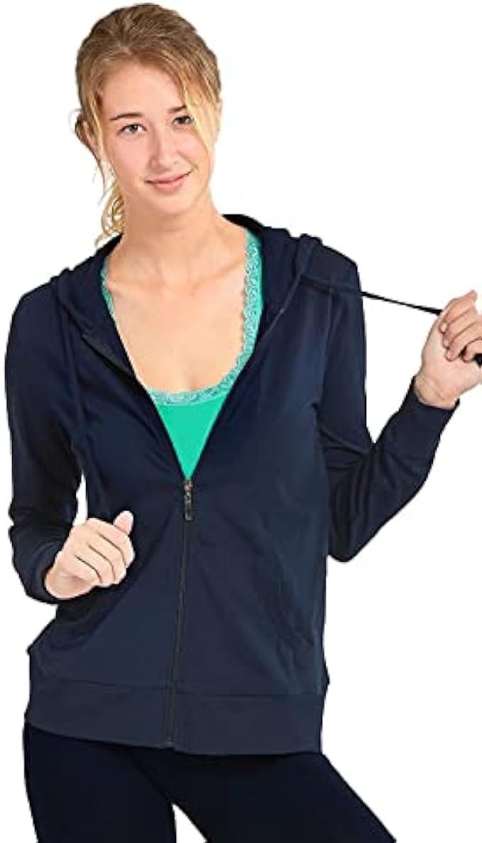 Sofra Women's Thin Cotton Zip Up Hoodie Jacket