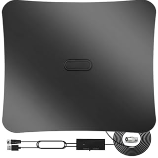 Antenna TV Interna, Digitale Antenna per Smart TVs(DVB-T2), Supporta Ricezione Canali Gratuiti in 4K/1080P, con Amplificatore potente, Cavo Coassiale 5 m e Connettore Maschio Tipo F