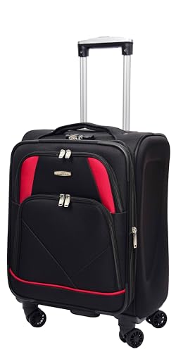 A1 FASHION GOODS Valise à roulettes souple extensible 4 roues York noir rouge violet, Noir ,...