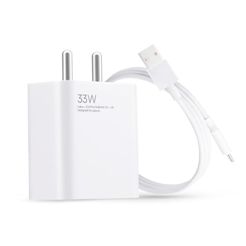 Image of 33w Rapid Charger Adapter with USB-C Cable, Quick Charge 3.0 Power Adapter Compatible with Redmi Note Series, Poco, Mi, Any Type C Devices - with Power Delivery (White)