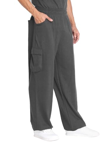 Image of CHKOKKO Men's Baggy Track Pants for Gym Workout Running Casual Wear Sports Lower with Pockets Adjustable Drawstring Waist Lightweight Quick Dry Activewear Fitness
