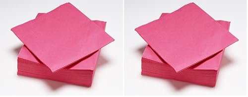 50 Serviettes Rose Fuchsia en ouate 2plis FSC® - 33x33cm (Lot de 2)