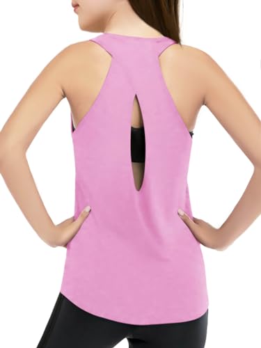 Image of Haloumoning Girls Athletic Tank Tops Racerback Sleeveless Dry Fit Active Sports Running Yoga Shirts