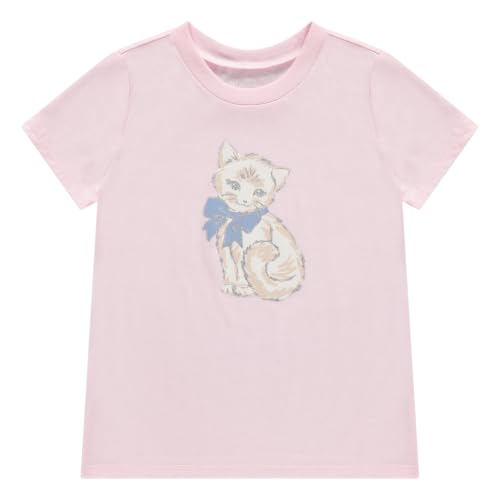 Image of BTween Girls 4 Piece Tops Fashionable Short Sleeve T-Shirt Casual Daily Shirt for Kids Assorted Colors