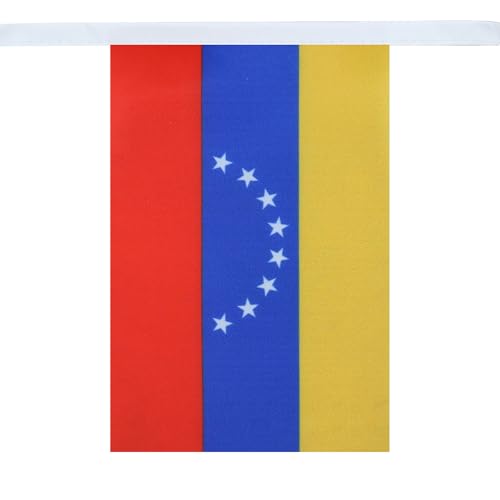 Image of AZ FLAG Venezuela 8 stars 6 meters BUNTING Flag 20 flags 9'' x 6'' - new Venezuelan without arms STRING flags 15 x 21 cm