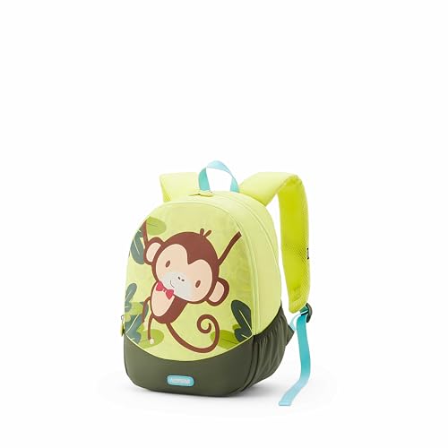 Image of American Tourister Buzzy | 13 Ltrs | 2 Compartments | Bottle Pocket | Ergonomic Padded Back Panel & Shoulder Straps | Kids Backpack | 1 Year International Warranty | Monkey Green