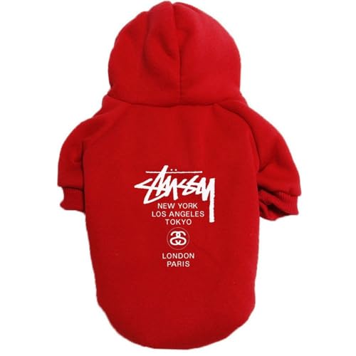 犬の服 スポーツ服 フード付き かわいい ペット服 プルオーバー パーカー 犬洋服 防寒 コート 小中大型犬服猫服 脱毛保護 お散歩 記念撮影 犬用コスチューム レッド Sサイズ