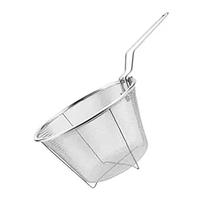 3NH Frying Basket 201 Stainless Steel Fry Serving Round Fryer Wire Mesh Chip Frying Basket Strainer Basket with Handle Fry Baskets (Color : 18cm)