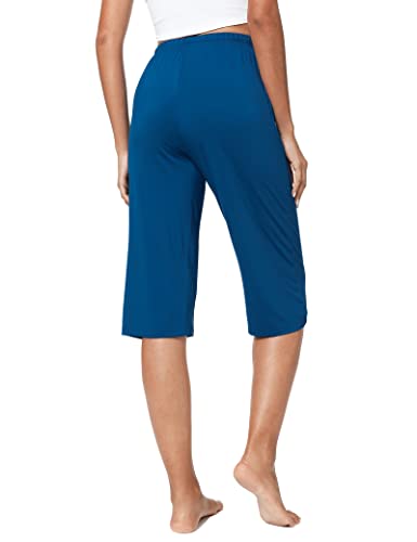 Lazycozy Bamboo Capri Pajama Pants For Women Wide Leg Lounge Pants Soft Casual Pj Bottoms Sleep Pants Lightweight Sleepwear, Blue, Large #TOP1