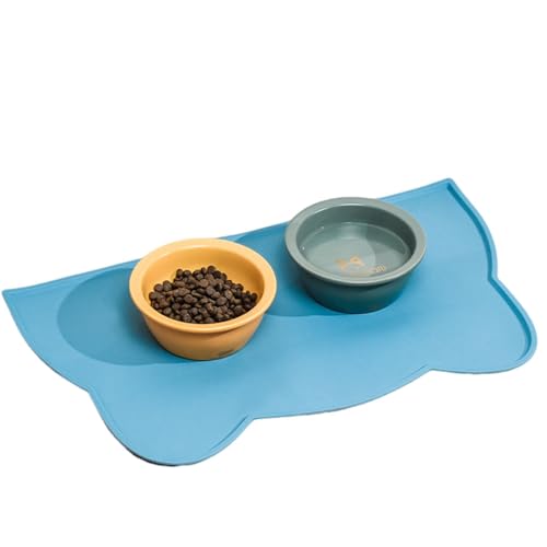シリコン ペットランチョンマット食器 飛び散り防止 滑り止め 犬 トイレマット お食事 エサ皿 餌皿 エサ入れ フード ボウル置き用 犬用 猫用 食べこぼし 洗える 猫耳型 かわいい 撥水 防水 汚れ防止