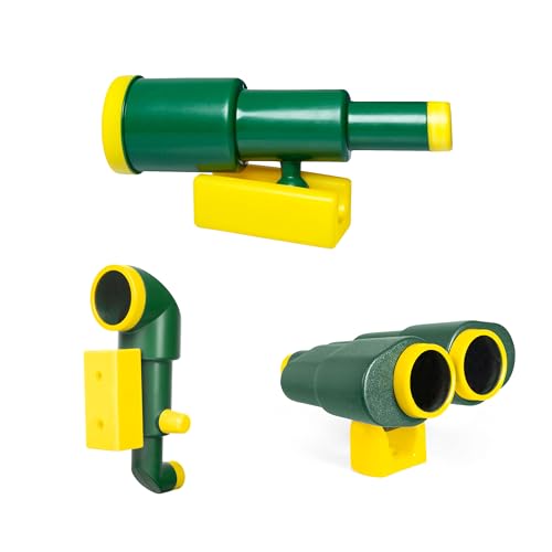 Barcaloo Playhouse Accessories for Kids, Outdoors Playground Sets for Backyards with Telescope, Periscope & Pirate Playset Binoculars Attachments, Backyard Treehouse, Jungle Gym and Swing Set