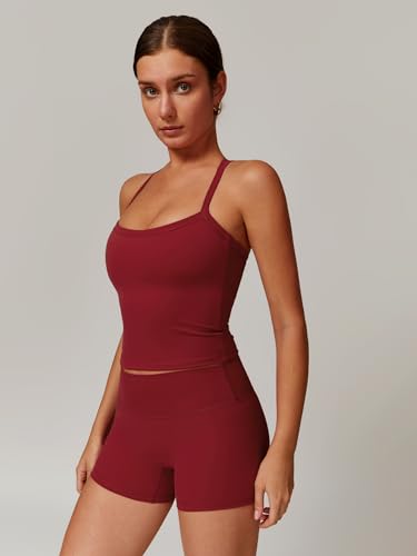 ABOCIW Workout Sets for Women 2 Piece Padded Sports Bra Tank High Waist Booty Gym Shorts Active Yoga Outfits3