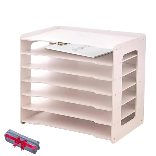 Papier-Organizer, 17,5 x 11,8 x 15,6 Zoll Schreibtisch-Akten-Organizer, A3-Papierhalter mit 7 Ablagen, Schreibtisch-Aktenhalter, Schreibtisch-Briefablage, Zeitschriftenablage für Schule und Büro
