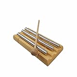 ♪ Trío de campanillas de meditación - Este timbre se fija a una base de madera, viene con un mazo de madera, exquisito y duradero.