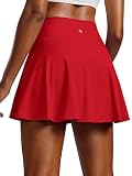 PINSPARK Womens Tennis Skirt Pleated High Waisted Athletic Skorts,Red S