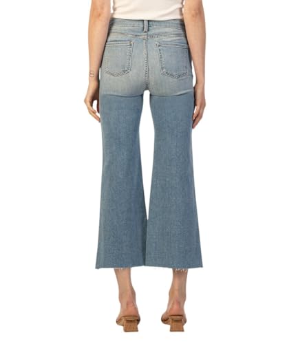 KUT from the Kloth Women's Meg High-Rise Fab Ab Wide Leg Jeans with Raw Hems in Romantic2