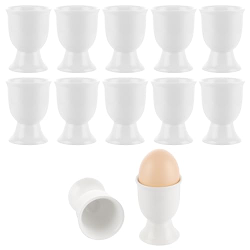 MUXHEL Lot de 12 coquetiers en porcelaine - 5 x 5 x 7 cm - Porte-œufs blancs - Support à œufs pour le petit-déjeuner - Cadeaux de Pâques
