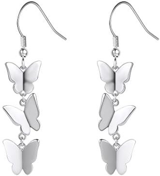Butterfly Dangle Earrings 925 Sterilver Silver Cute Drop Earrings for Women Girls
