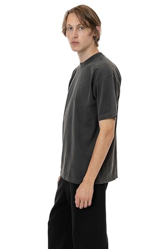 The 1801 Pigment Dye - 6.5oz Garment Dye Crew Neck T-Shirt, USA Cotton, USA Made, Vintage Black, XS