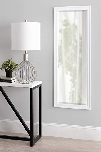 Designovation 215334 Bosc Modern Framed Rectangular Wall Mirror, 19.5 X 51.5, White, Decorative Tall Mirror With Rectangular Shape And Vibrant Beveled Edge thumb #3