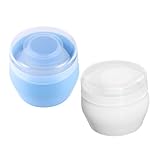 FUNNETOYU 2個 ベビーパウダー用ふわふわパフケース ブルー ホワイト 新米ママ向け お肌ケア用漏れ防止パウダーボックス家用