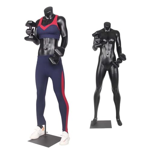 Manichino Manichino Fitness Senza Testa Nero, Torso Realistico di Manichino a Corpo Intero con Supporto in Metallo, Modello di Abito Sportivo Staccabile Manichino per Esposizione Vestiti ( Color : Fem