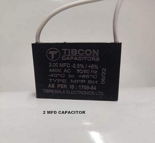 Image of Spinxx 2 MFD 440V Tibcon Capacitor for Ceiling Fan & Mini Cooler Motor (Pack of 1)