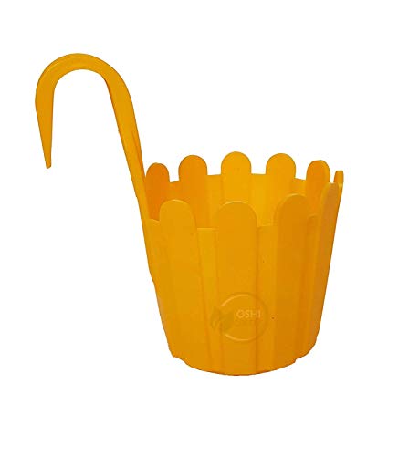 OSHIGREENS Fence Hanging Flower Pot Balcony Railing Planter Best Design Outdoor Gardening Plant Container Set - Multicolor