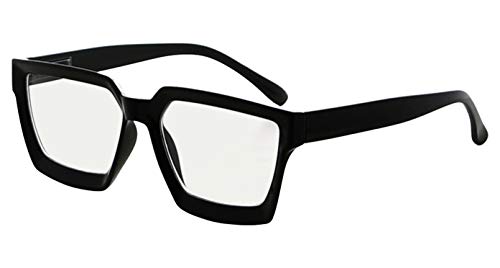 Eyekepper Multifocus Progressive Computer Readers Women - Noline Trifocal Reading Glasses Blue Light Filter Oversize Frame - Black +2.50