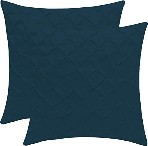Image of YRM Bedding's Dark Teal 600-TC Oraganic Cotton 3-Piece Decorative Pinch Pleated Cushion Covers (20 inchx20 inch)
