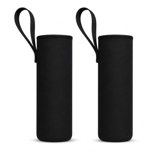 Image of Glass Water Bottle Cover Only (for 1 Litre and 750 ML) | Keeps Drink hot and Cold | Pair of 2 (Black)
