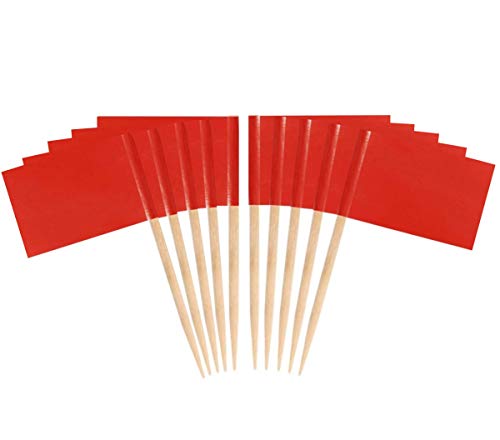 JAVD CYPS 100 Pcs Color Toothpick Flag (red) Blank Toothpick Flag, Fruit Cheese Markers Flags Small Mini Stick Cupcake Toppers Blank Toothpick Flags red Toothpick Flag