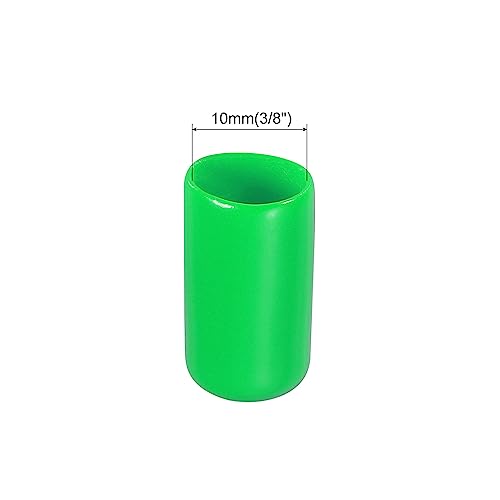 Image of MECCANIXITY 200pcs 3 /8 inch(10mm) Rubber End Caps Cover PVC Vinyl Screw Thread Protector Round Wire Shelf Caps for Screw Bolt Pipe Fence Post, Green