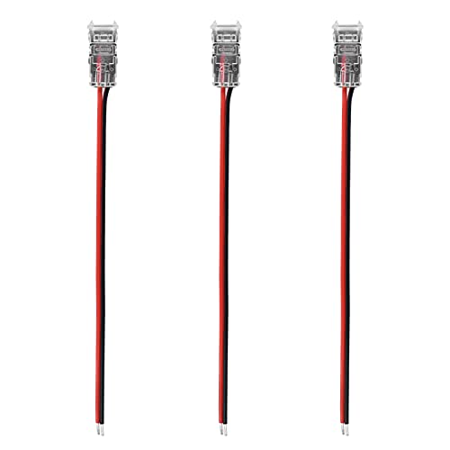 Image of LUXRITE 3-Pack 2 Pin LED Strip Light Connector, 8MM Wide Strip to Wire Connection, Single Color SMD 2835 Tape Light Bi-Pin Compatible