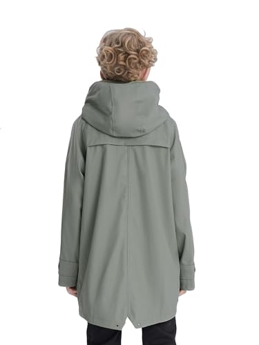 SOLOCOTE Kids Rain Jacket Hooded Lined Rubber RainCoats for Girls Boys Waterproof Windproof Size 5-14Y2