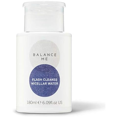 Balance Me Flash Cleanse Micellar Water - 100% Natural Vegan Facial Cleanser - Easily Removes Dirt & Make-Up - With Hyaluronic Acid & Peptides - For All Skin Types - Made In Uk - 180Ml Cover