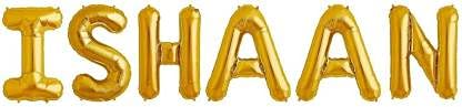 Bal Samrat Solid Golden "ISHAAN" Letter Foil Balloon For Birthday/Celebration/Surprise/Wedding/Party Celebration