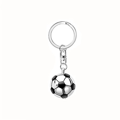 Preisvergleich Produktbild Hacoly Fußball Schlüsselring Anhänger Edelstahl Legierung Schlüsselbund Mit Spiegel Seite Schlüsselanhänger Dekofigur Mode Schlüsselringen Persönlichkeit Keychain Metall Schlüsselhalter - Silber