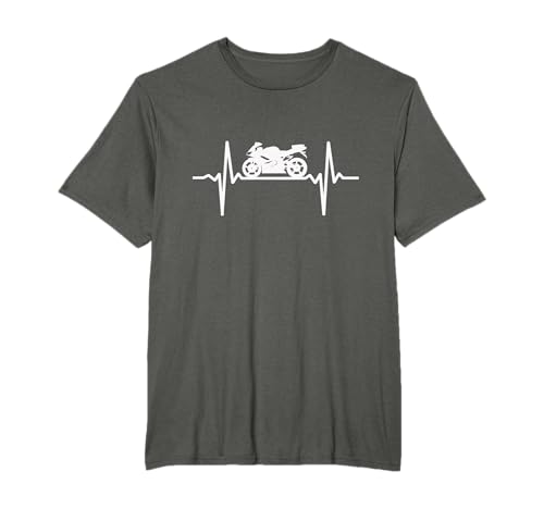 Motorrad Herzschlag Biker EKG Linie Frequenz Motorradfahrer T-Shirt