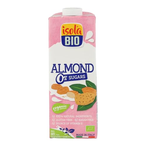 ISOLA BIO - Bebida Vegetal de Almendras de 1 L, sin Azúcares Añadidos y Sin Lactosa, Apto para Veganos, Optima para Tomar Sola, con Café o en Batidos