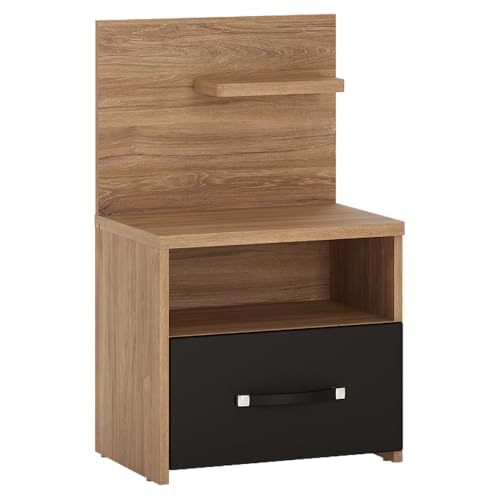 Lomadox Schlafzimmer Set 6-teilig mit Bett 140x200 in Eiche mit schwarz matt – Bild 8