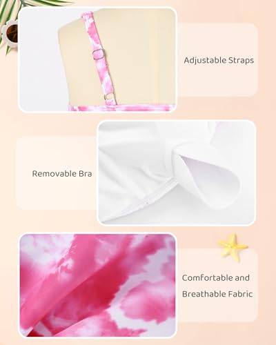Image of Girls Two Piece Tankini Swimsuit with Skirt Summer Bathing Suit with Chest Pad Swimwear 7-16 Years
