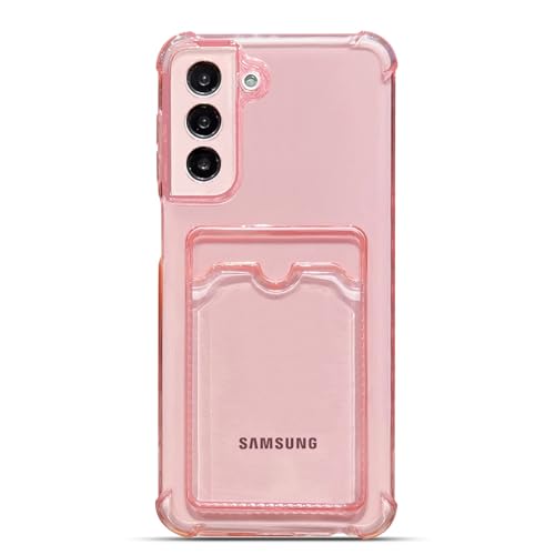 Coque Samsung S21 Plus fine transparente rose protégeant contre chutes avec carte