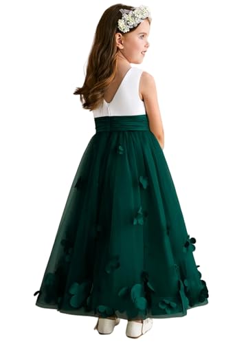 Flower Girl Dress for Wedding Floral First Communion Dress for Girls V-Back Princess Birthday Gown