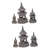ADOCARN 6stücke Miniatur Pavillon Landschaft Dekoration Gartenpflanzen Zubehör Für Kreative Miniatur-Gestaltung Braun