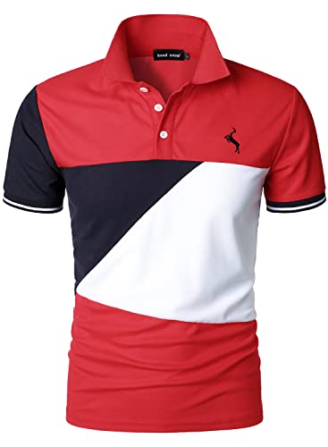 HOOD CREW Moda Color Block Polo Hombre Mangas Cortas Deporte Camisas
